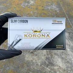 Черные сигаретные гильзы Slim Korona Carbon с угольным фильтром 120шт