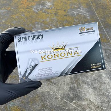 Черные сигаретные гильзы Slim Korona Carbon с угольным фильтром 120шт